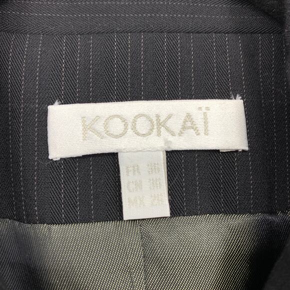 Kookai Pant Suit Set Womens Size 36 US S Black Pinstripe Wide Leg Pants + Jacket - Picture 6 of 13